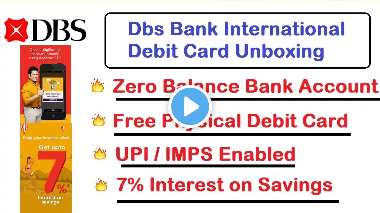 Dbs Bank International Debit card Unboxing and benefits | Best Zero balance Account | Hindi