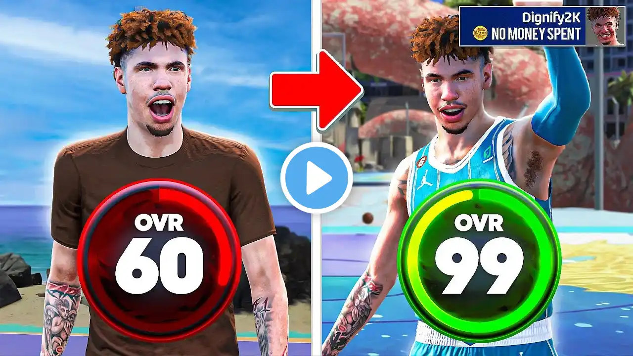 LAMELO BALL BUILD 60 OVR to 99 OVR in 1 VIDEO (No Money Spent + No MyCareer)