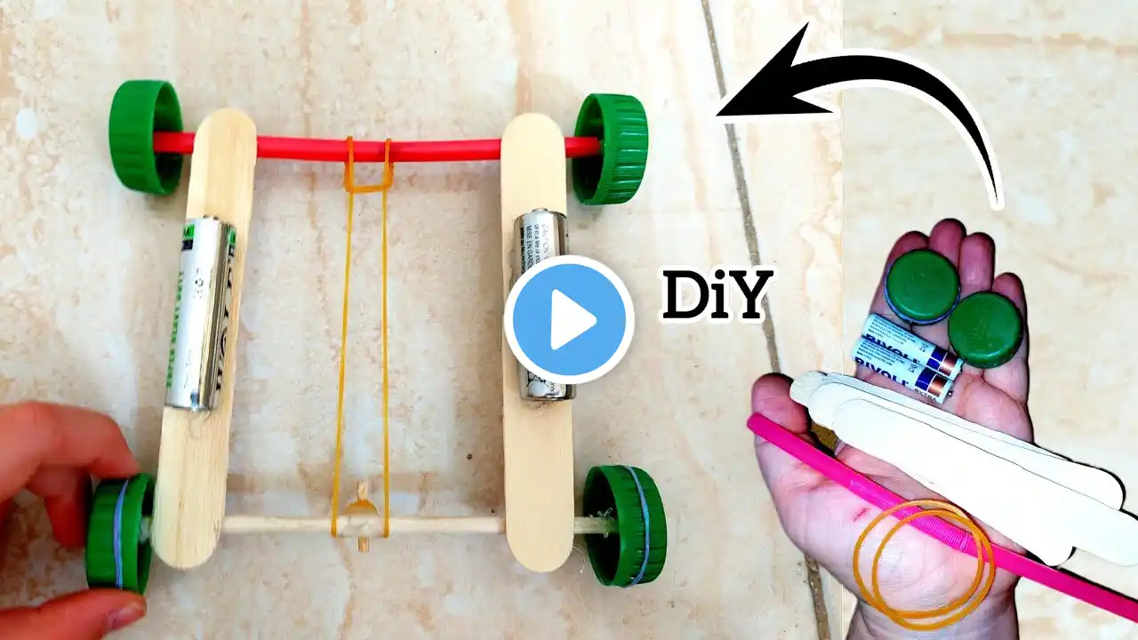 Make a crazy car with just four recycled doors!/How to make Rubber Band Powered CAR diy toy car#diy