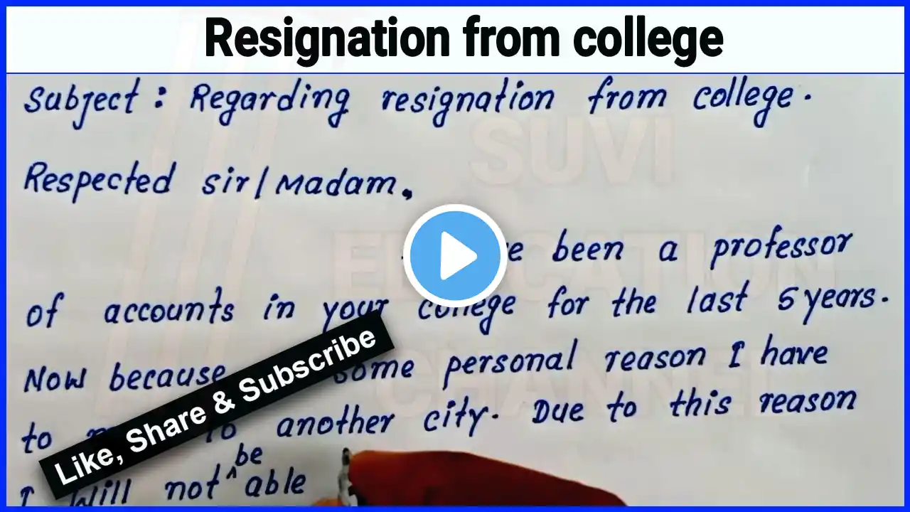 Resignation from college Write English application for resignation from college | Resignation letter