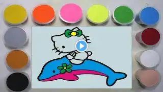 Sand painting Hello kitty swimming with dolphin fish #hellokitty #dolphin #kittycat #sandart #cat