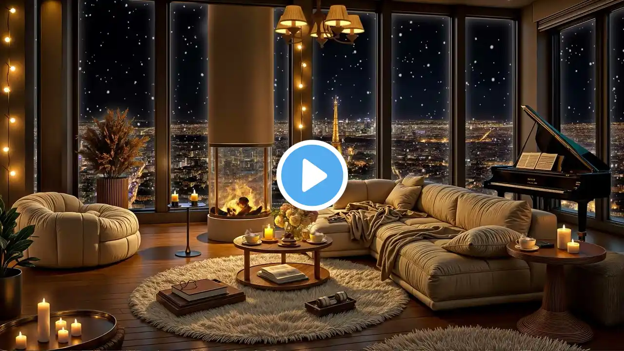 Cozy Apartment Ambience in Paris 🌃 Elegant Jazz Saxophone Music for Stress Relief, Relax and Sleep