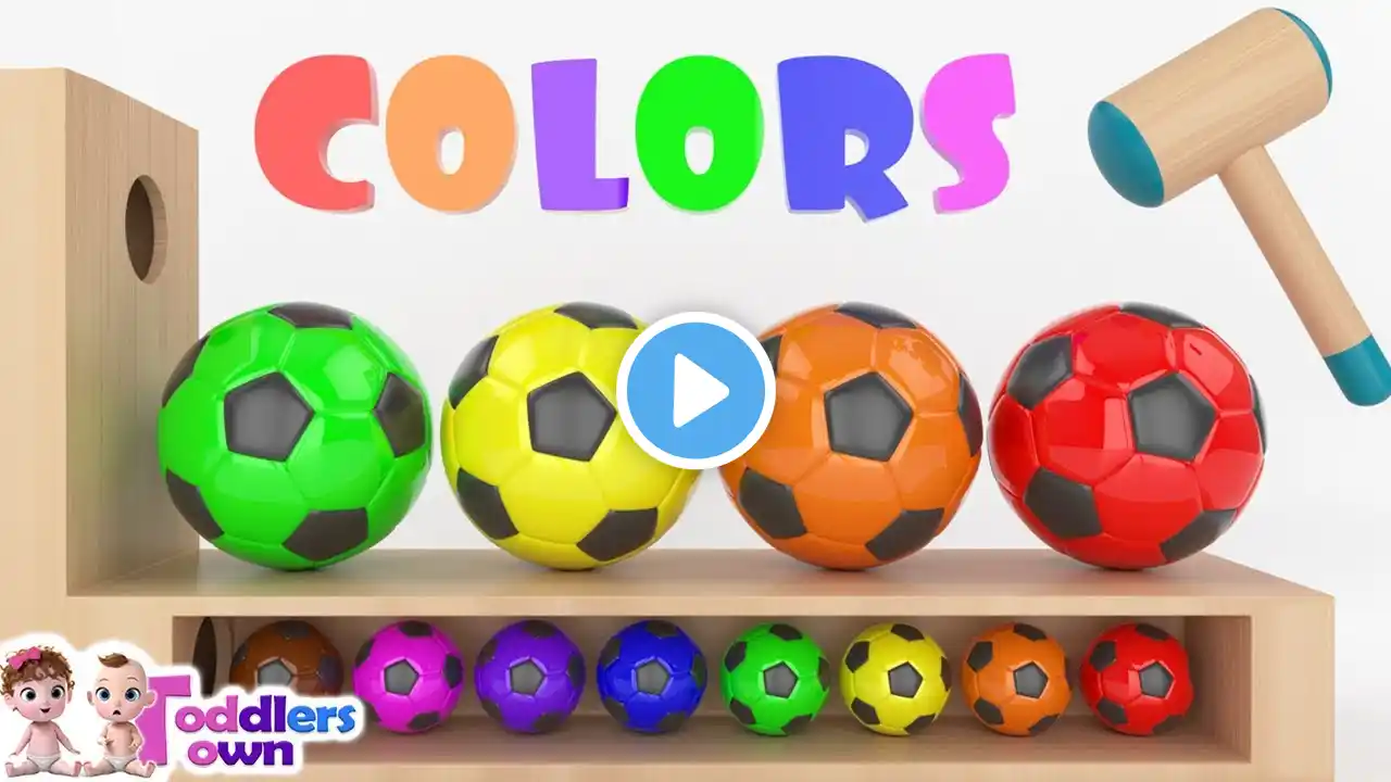 Learn Colors With Colorful Soccer Balls | Soccer Balls Mini Golf Game Play by Little Baby to Learn