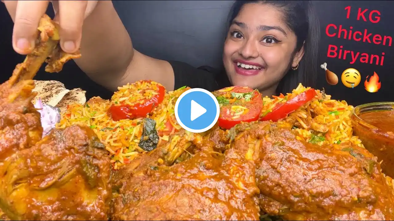 1 KG SPICY BOMBAY CHICKEN BIRYANI 🍗 WITH 3 BIG SPICY CHICKEN LEG PIECE CURRY, RAITA |FOOD CHALLENGE