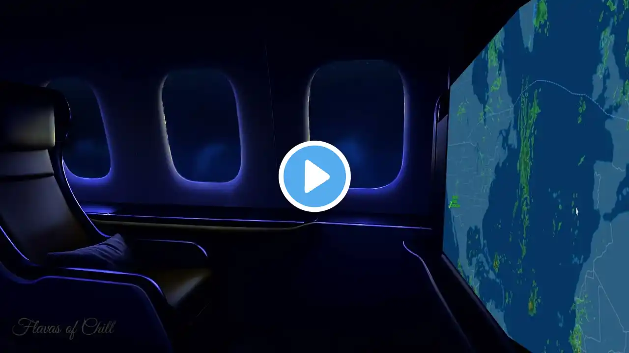 DARK Futuristic First (1st Class) Flight Brown Noise Ambience | Flight Map | Sleeping, Reading | Zen