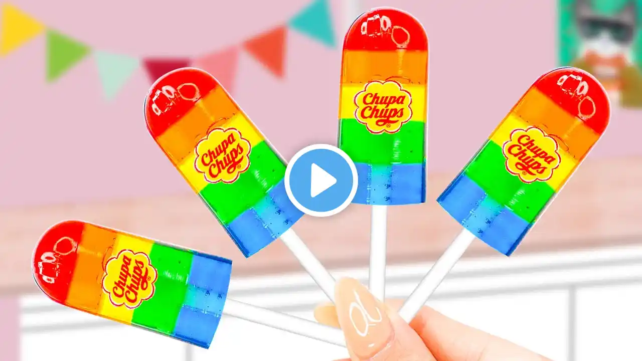 Sweet Rainbow Jelly🍹Making Miniature Chuppa Chups Jelly From Fruits🍒 Mini Cake Wonderland Ideas