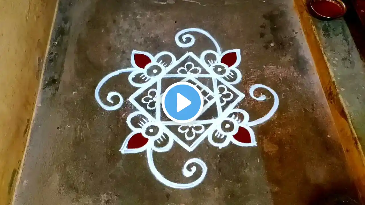 Aippasi madham padi flower kolam|5*5 dots pandaga muggulu|flower rangoli designs|poo kolam