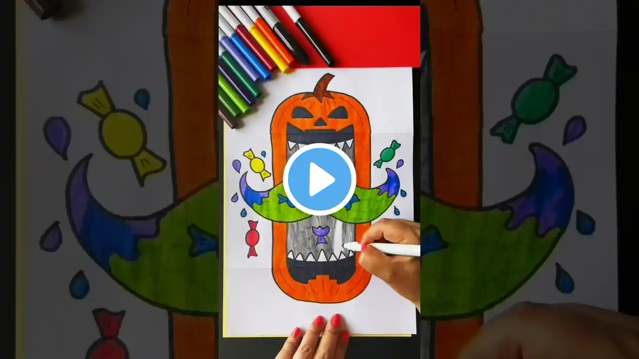 Color a pumpkin monster surprise foldable for Halloween with Yuli and Danny, let's go!