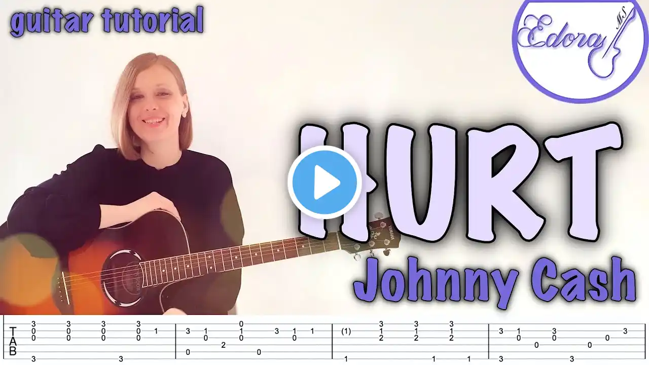 HURT Fingerstyle Guitar Tutorial with On-Screen Tab - Johnny Cash