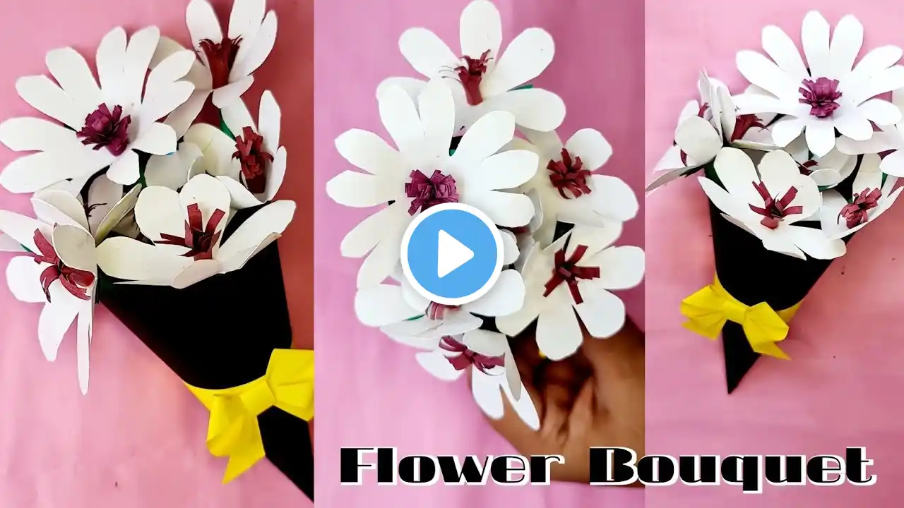 DlY Paper Flower BOUQUET/ Birthday gift ideas/Flower Bouquet making at Homemade Easy Craft