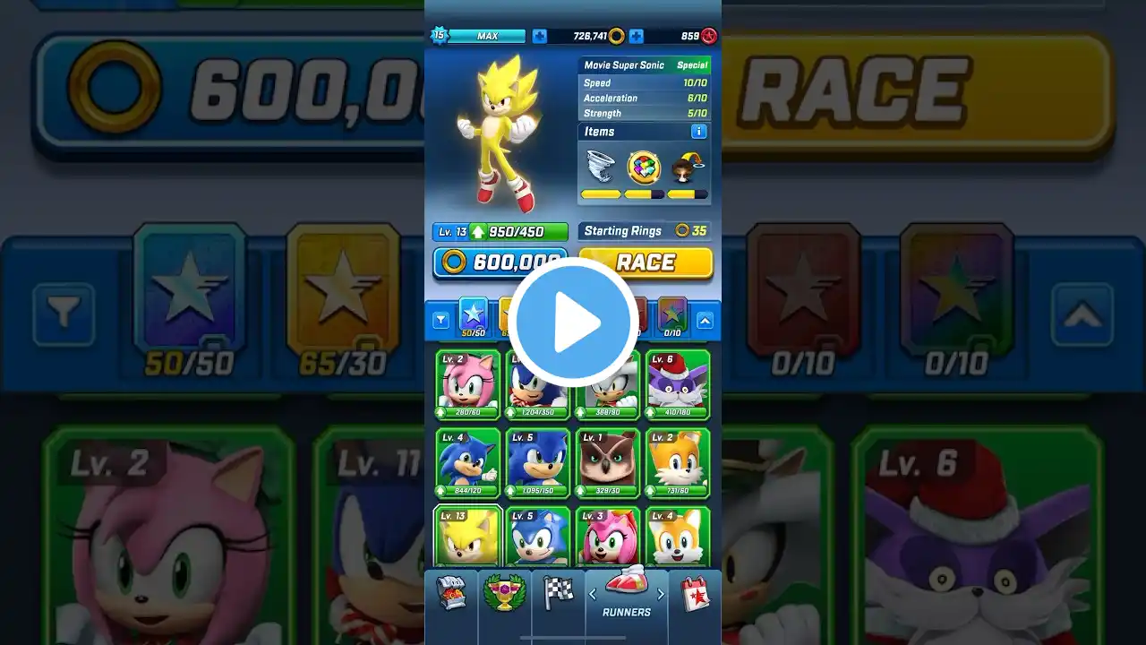 SFSB: Upgrading Movie Super Sonic 13-14 #sonic #sonicforcespeedbattle