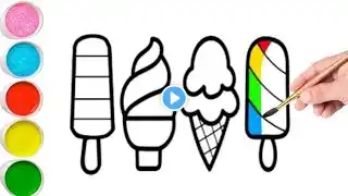 How to draw an ice cream easy step by step for beginners | Ice cream drawing and coloring tutorials