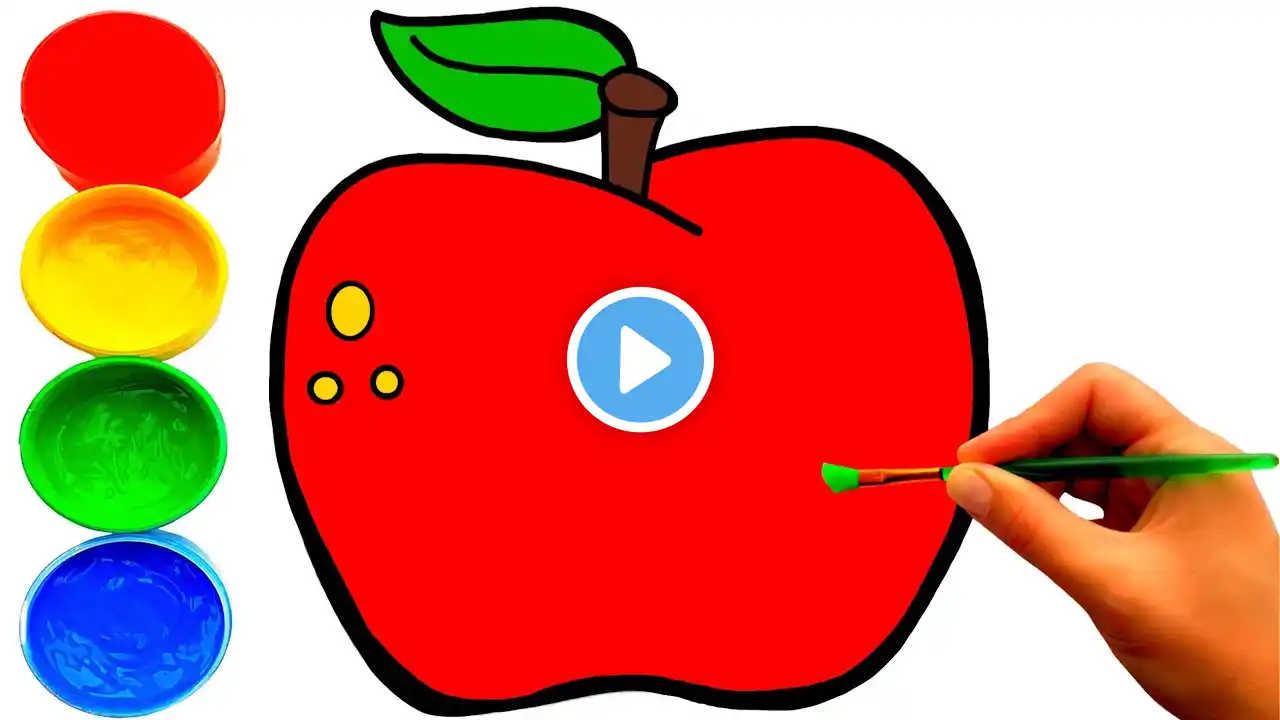 How To Draw a Red Apple Easy Step By Step | Apple Drawing, Painting, Coloring | Paint Art