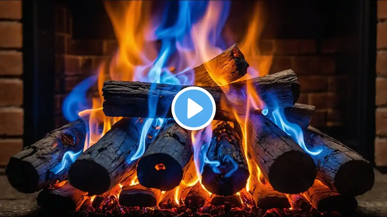 Vivid Fireplace with Blue & Orange Flames | Relaxing Sleep Ambience
