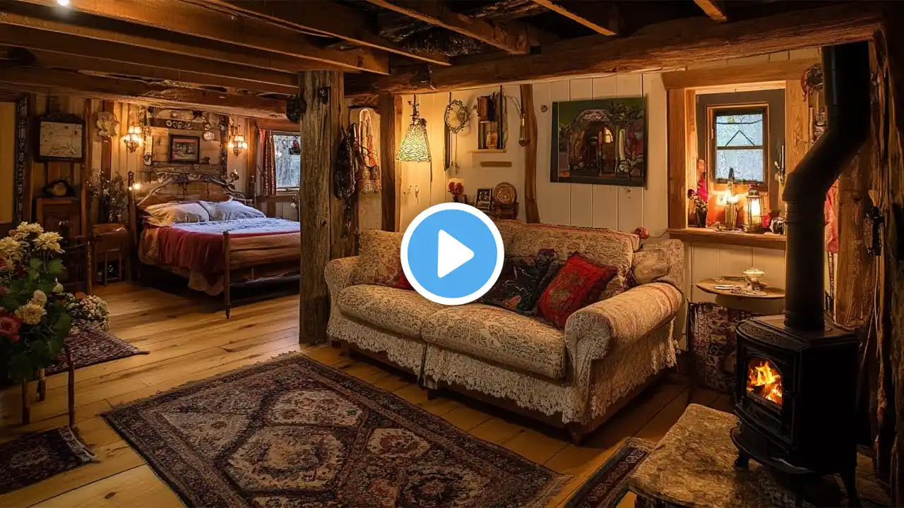 🔴Snowy Cabin Getaway | Relax with the Cozy Crackling Fireplace & Gentle Winter Ambience