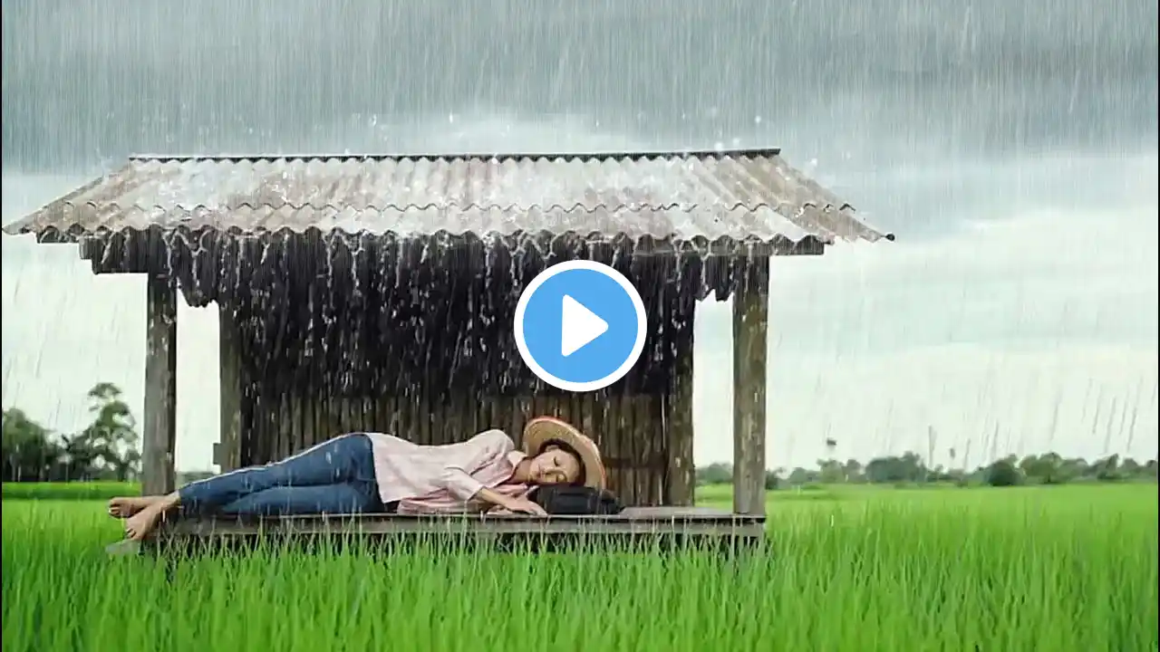 Heavy rain and thunderstorms Peaceful hill | beautiful countryside in Indonesia || Very refreshing