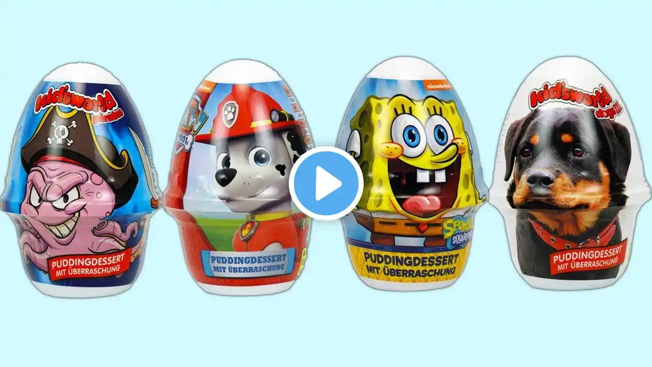 Surprise Eggs SpongeBob Paw Patrol Kids World Dessert Pudding