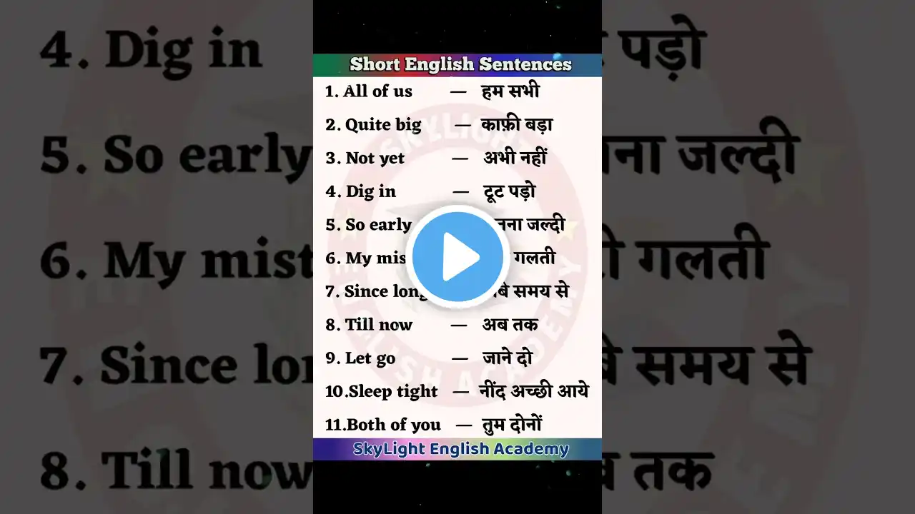 Short English Sentences | Learn english Speaking | #shorts #youtubeshorts #english #motivation #yt