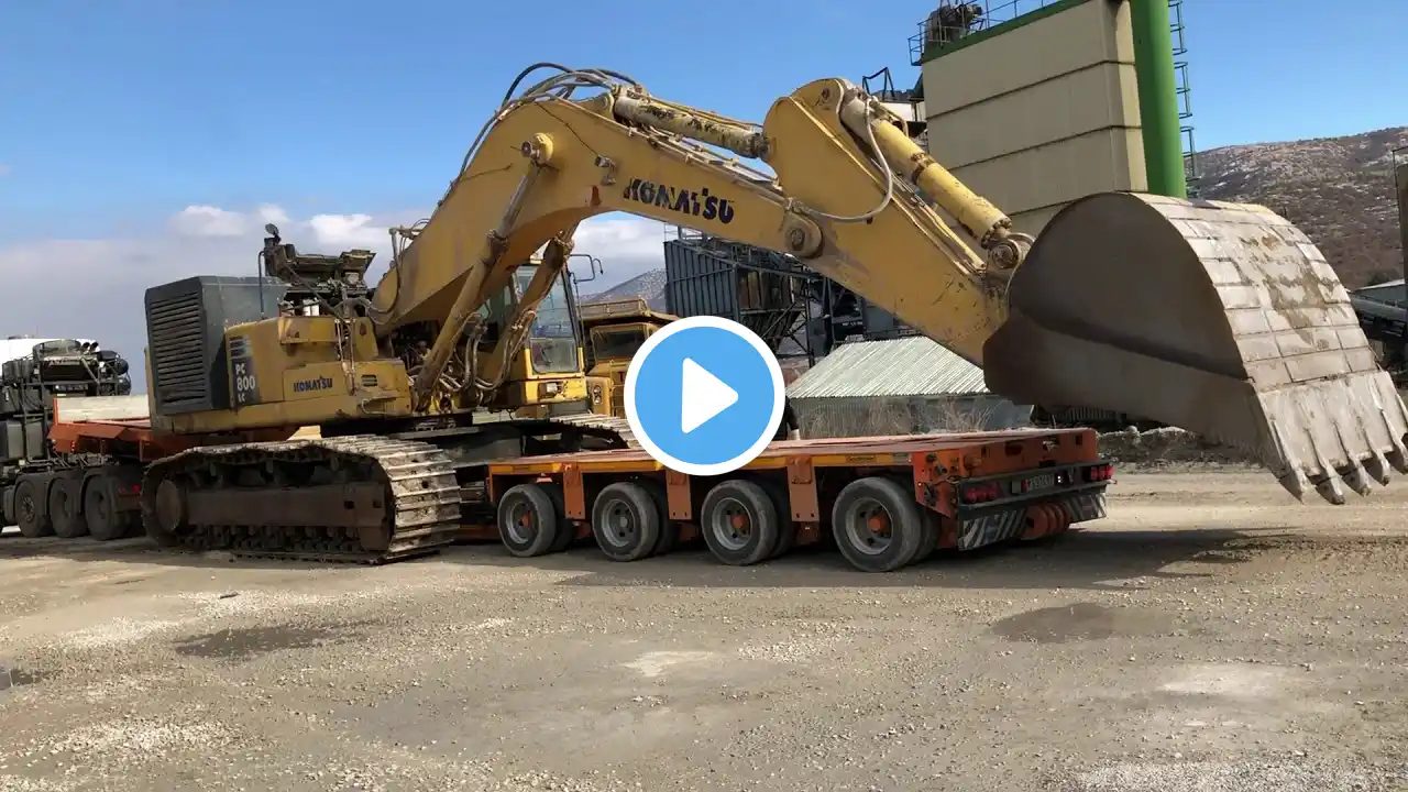 Loading And Transporting The Komatsu PC800 Excavator - Fasoulas Heavy Transports