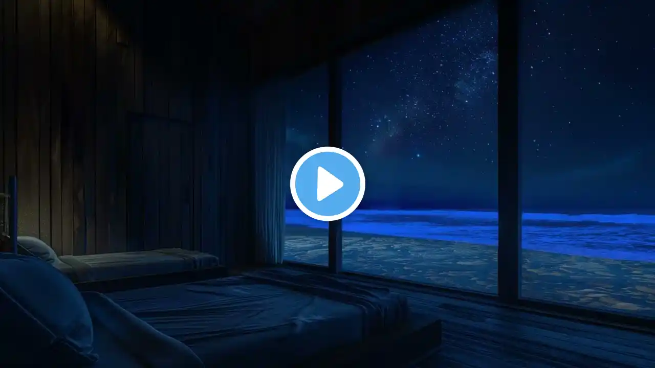 Nighttime Ocean Breeze and Soothing Beach Waves Creating a Calm and Dreamy Atmosphere