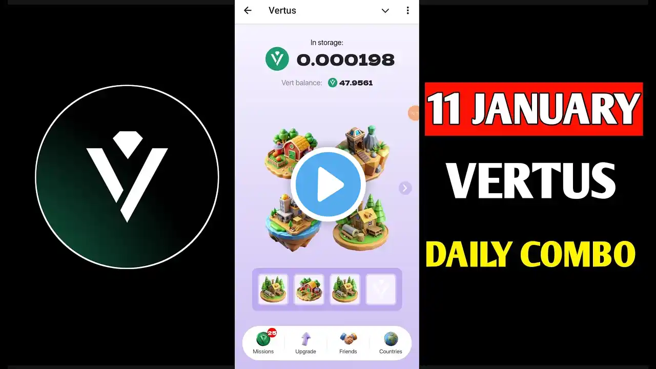 Vertus Combo Cards Today 12 January | Vertus Daily Combo | Vertus Combo Cards | Vertus Combo