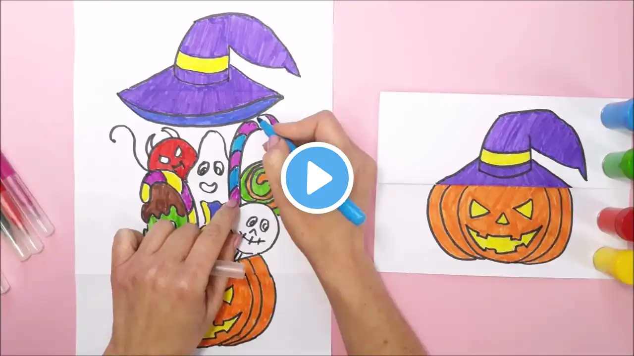 How To Draw A Halloween Pumpkin Folding Surprise | How to draw funny pumpkin | Pumpkin Surprise