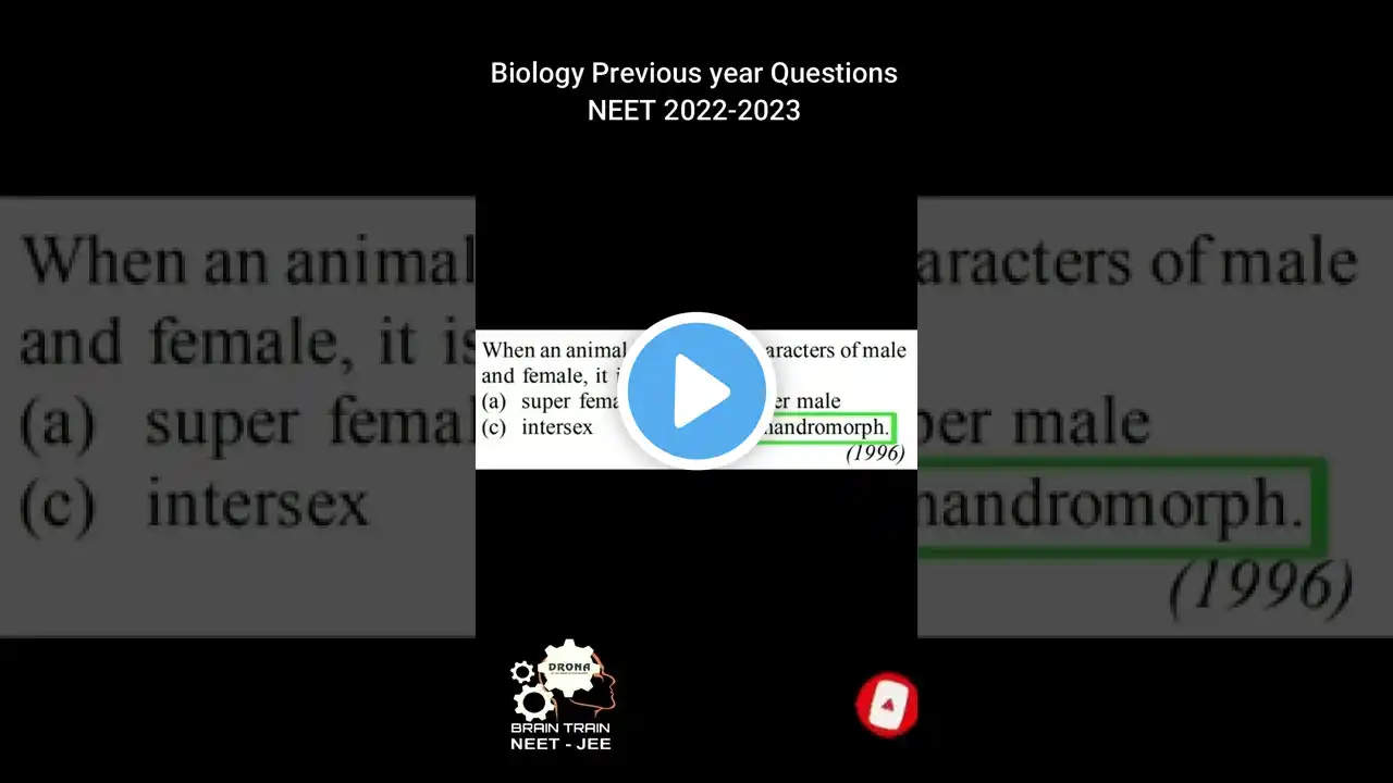 Neet Previous Year Question Biology || Animal Kingdom 🎯 128 #short #shorts
