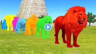 Paint & Animals Mammoth,Gorilla,Tiger,Duck,Cow,Lion Fountain Crossing Transformation Animals Cartoon
