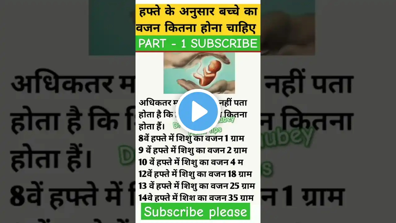 हफ्ते के अनुसार बच्चे का वजन कितना होना चाहिए  PART - 1 #viral #video #baby #pregnancy #trending #dr