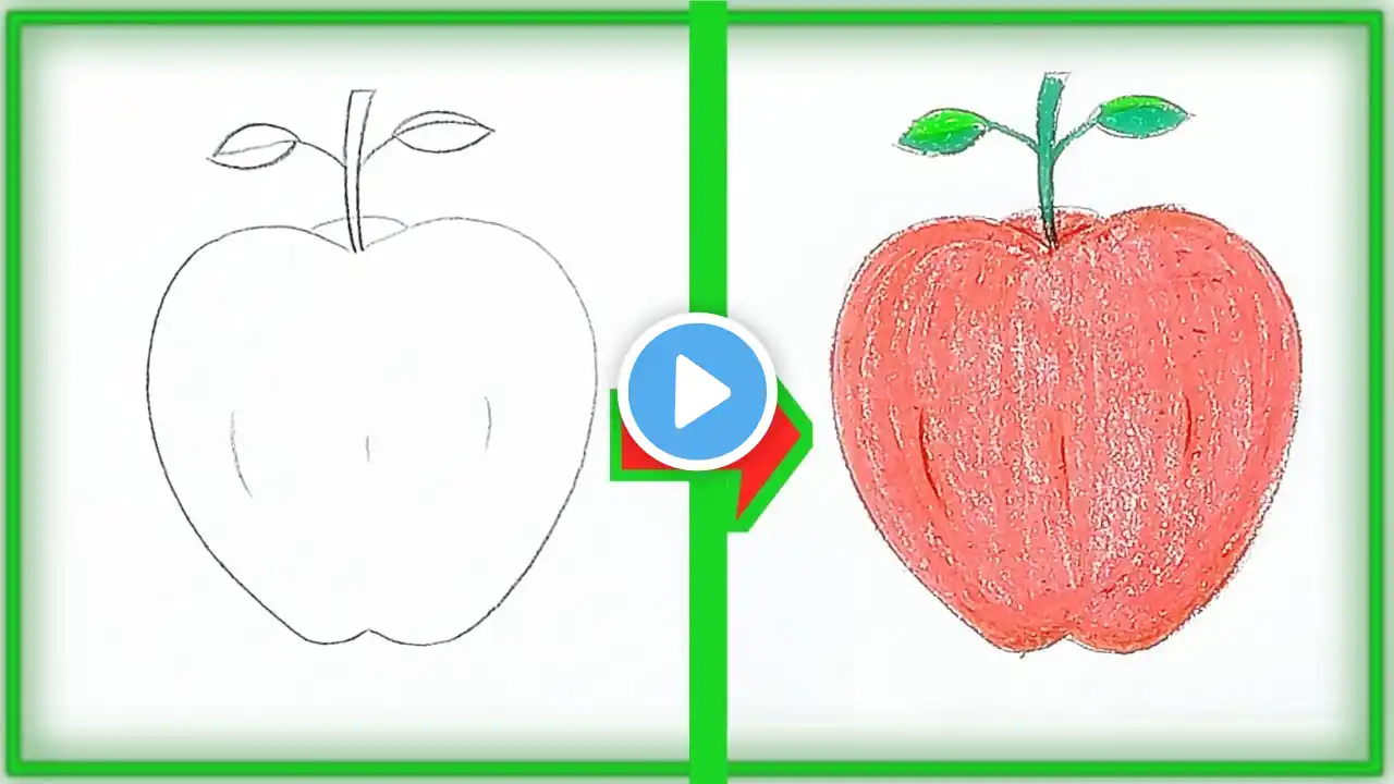 How to draw Apple step by step/ Appledrawing easy/apple drawing #apple#drawingapple #drawingeasy