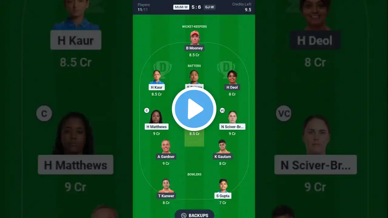 Today wpl semi final match MUM W VS GG W dream 11 team prediction π―% winning zone πππ₯πͺ