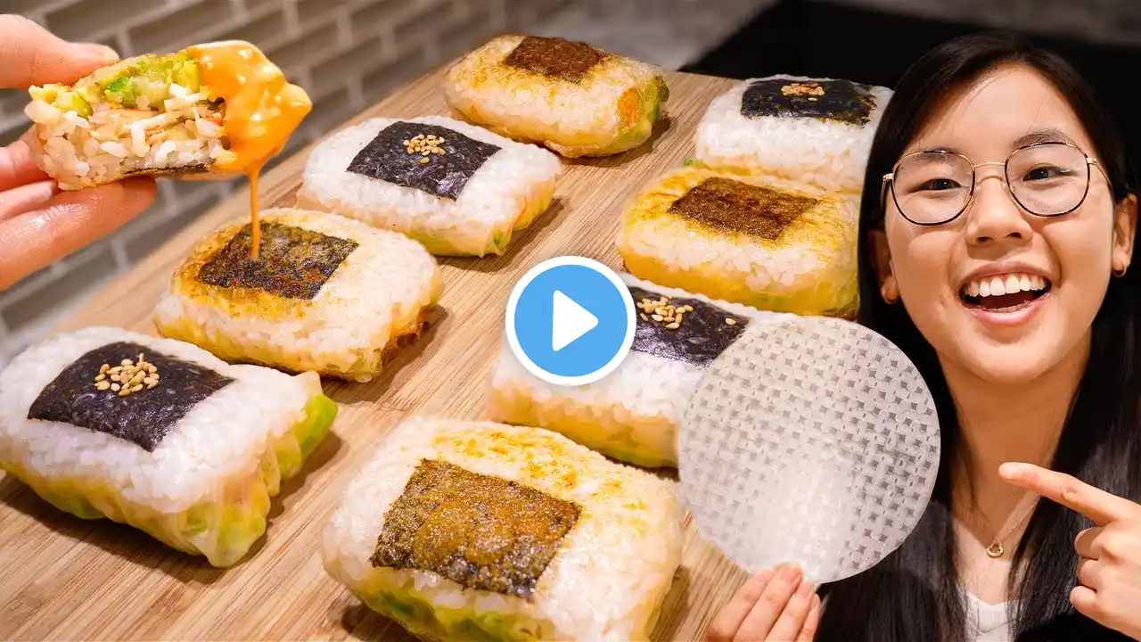 Rice Paper Sushi Rolls 🍣 (TikTok's crispy RICE PAPER HACK ✨)