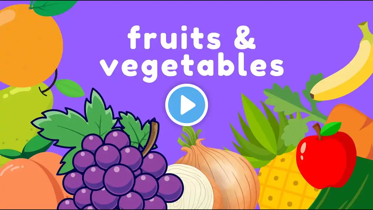 NEW Kids vocabulary - Fruits & Vegetables - Learn English for kids - English educational video