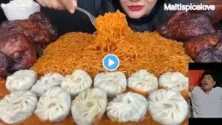 vlog #66, momos noodles tnduri chicken eating challenge #maltispicelove