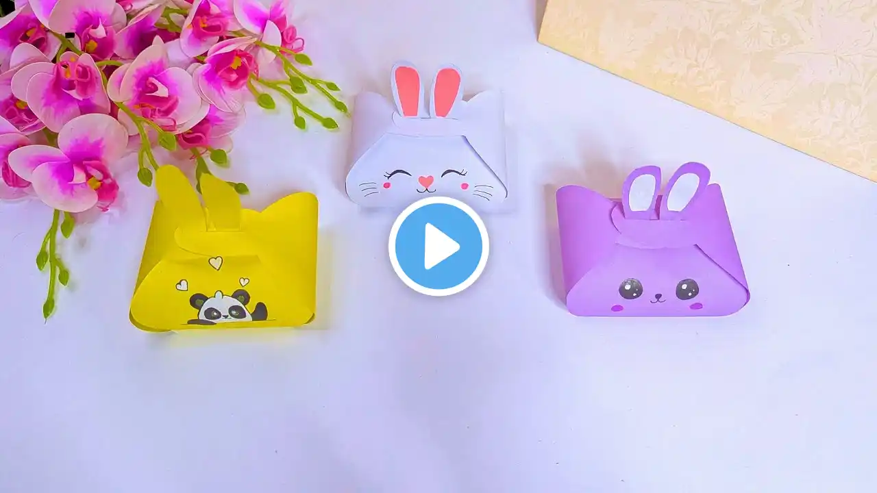 How To Make Origami DIY Paper Bunny Gift Box // Beautiful Box For Gift // Easter Bunny Gift Box