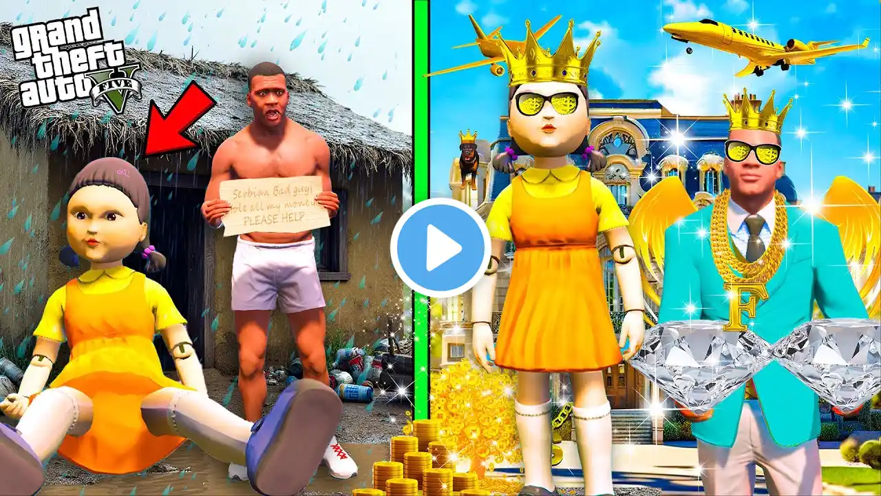 Franklin & Shinchan Change Their Poorest Life To Richest Life With Squid Game Doll In GTA 5!