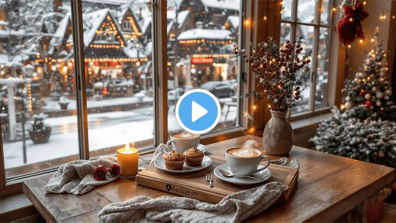 Cozy Christmas Coffee Shop Ambience with Smooth Jazz Music❄️🎄Calming Holiday Music for Relax, Study