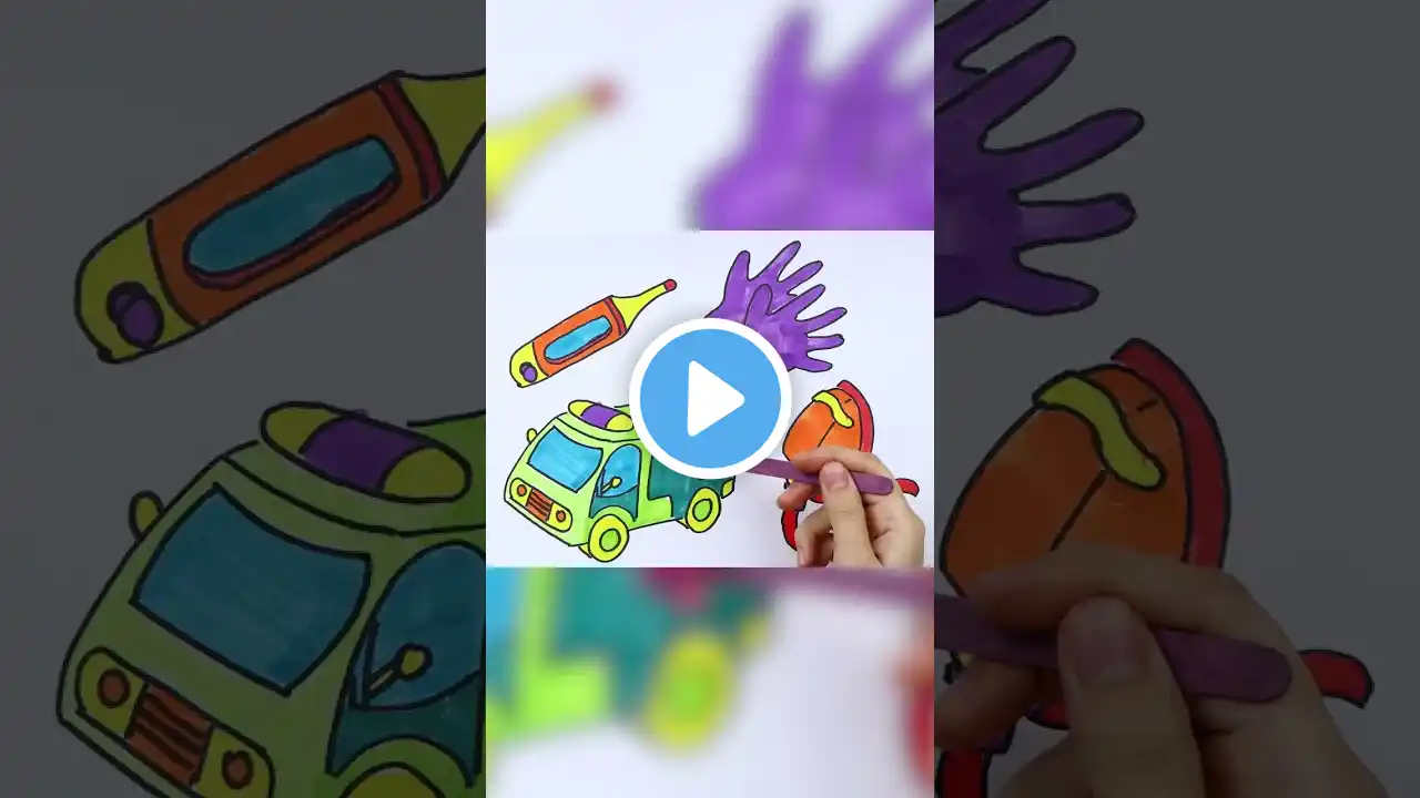 Ambulance & Medic Supplies Drawing and Coloring for Kids and Toddlers | How to Draw Easy #Ambulance