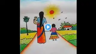 How to draw a village working women step by step/Village girl drawing easy