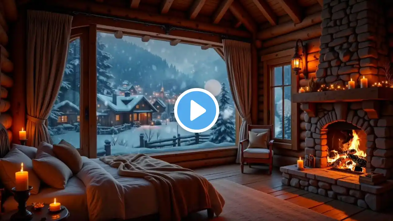 Peaceful Snowy Nights: Cozy Fireplace Ambience for Deep Relaxation & Comfort ❄️🔥