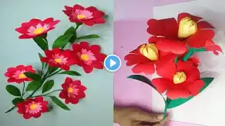 How to make easy paper flower craft ideas #papercrafts #paperart #diy #diycrafts #shorts #shortvideo