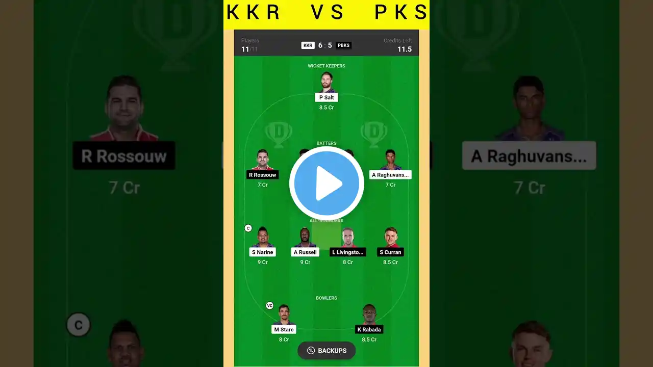 Kkr VS PKS #dream11ipl #ipl2024 #todaymatchprediction #cricket #howtocomplete1000subs