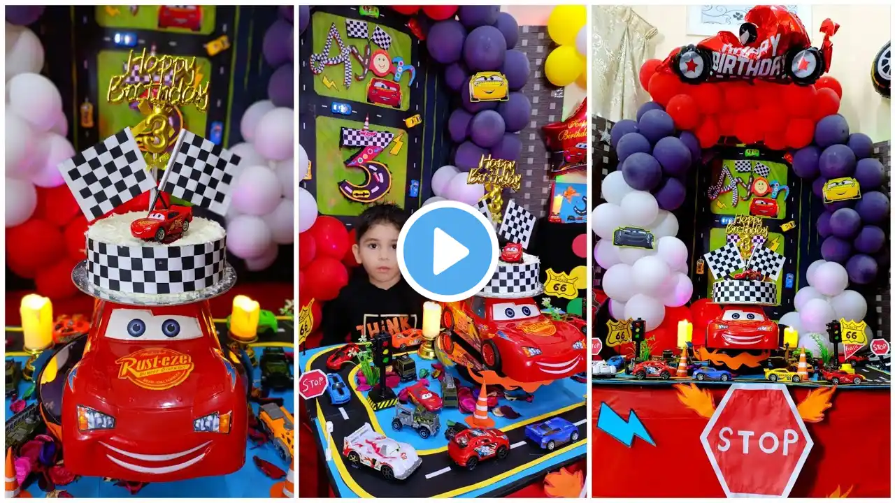 Cars Theme Birthday Celebration | DIY Decorations at Home, Cake & Ayan's 3rd Birthday party