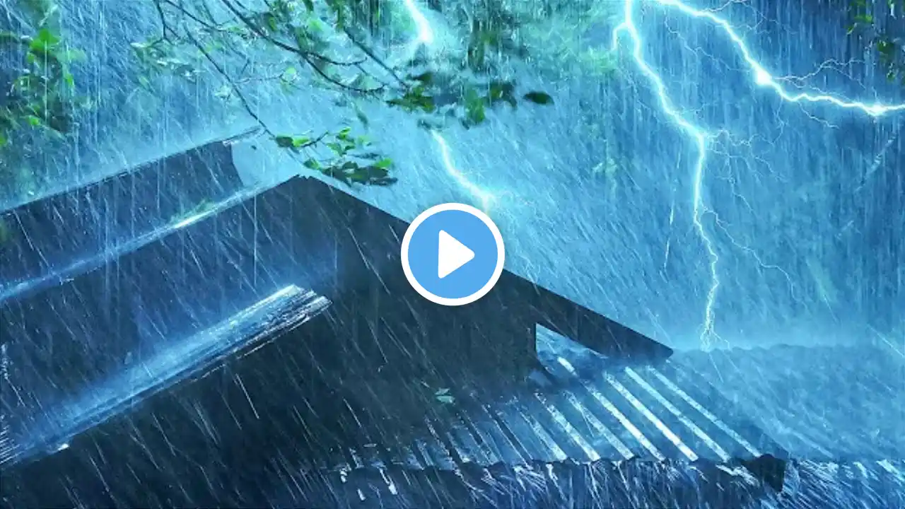 Listen, Relax & Fall Asleep Instantly in 2 Minutes | Heavy Rain on Metal Roof & Intense Thunder