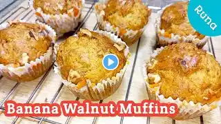 Banana Walnut Muffins | Banana Walnut Muffins Eggless | Banana Walnut Cupcakes | Banana Muffins