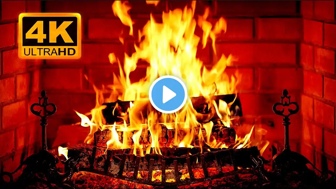 🔥 Cozy Fireplace 4K (12 HOURS). Fireplace with Crackling Fire Sounds. Crackling Fireplace 4K