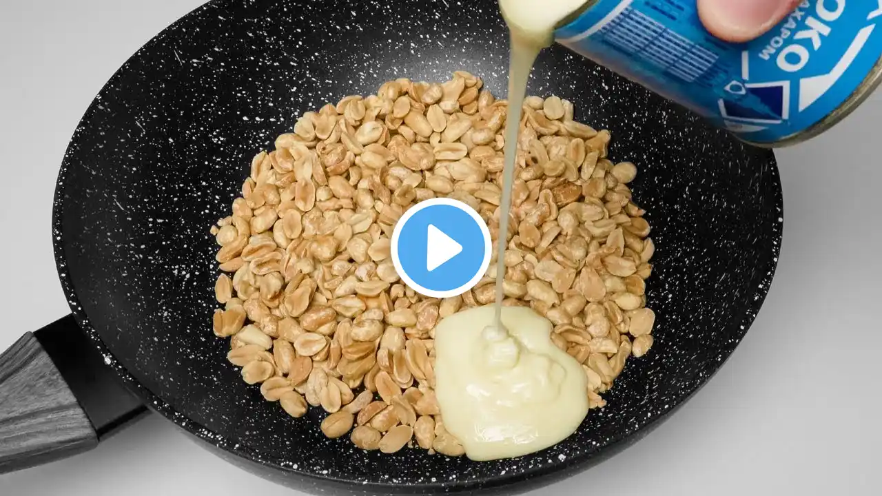 Whisk condensed milk with peanuts! You will be amazed with the result! No bake, no oven