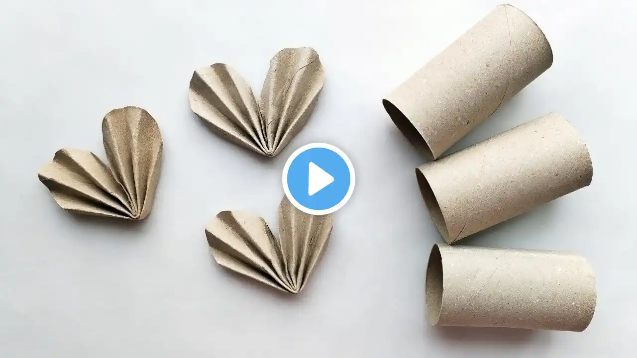 Super Easy Craft Idea with Toilet Paper Rolls - DIY Pleated Heart ❤️ Valentine's Day ASMR Tutorial 🔊