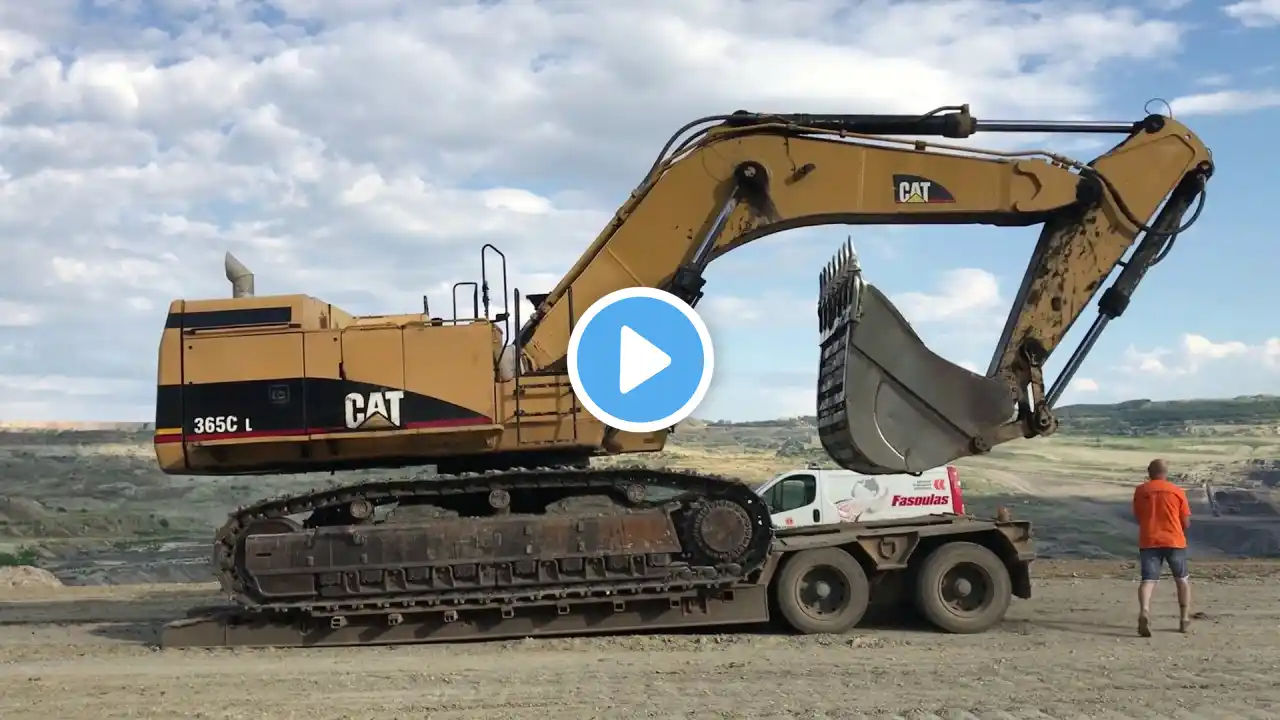 Loading And Transporting The Caterpillar 365C Excavator - Fasoulas Heavy Transports