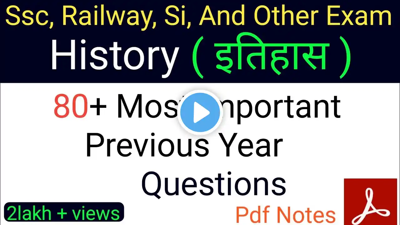 TOP 85 : History (इतिहास) सबसे ज्यादा बार पूछे जाने वाले प्रश्न |Topic Wise GK | History GK in Hindi